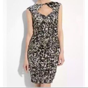 Nanette Lepore Silk Leopard Ruched Dress – Size 8